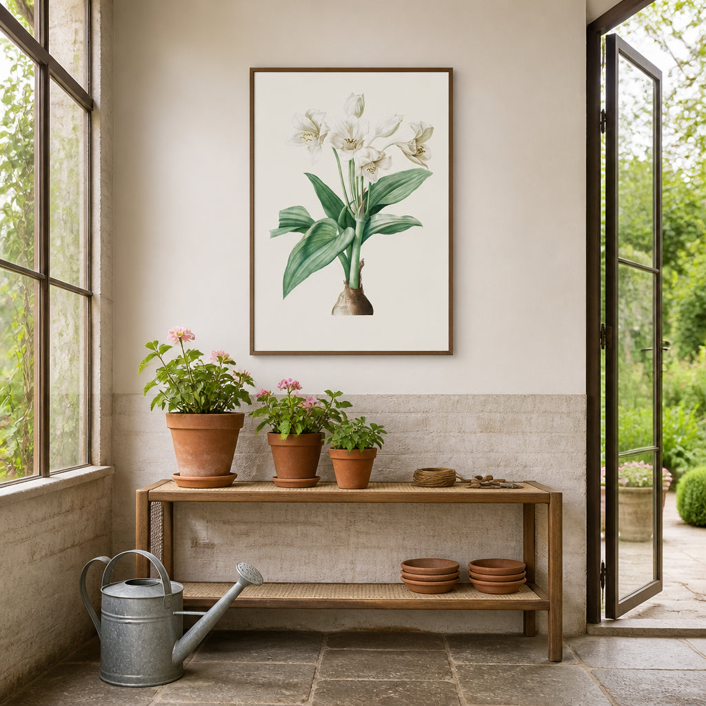 Room mockup featuring Crinum giganteum by Pierre-Joseph Redouté Art Print