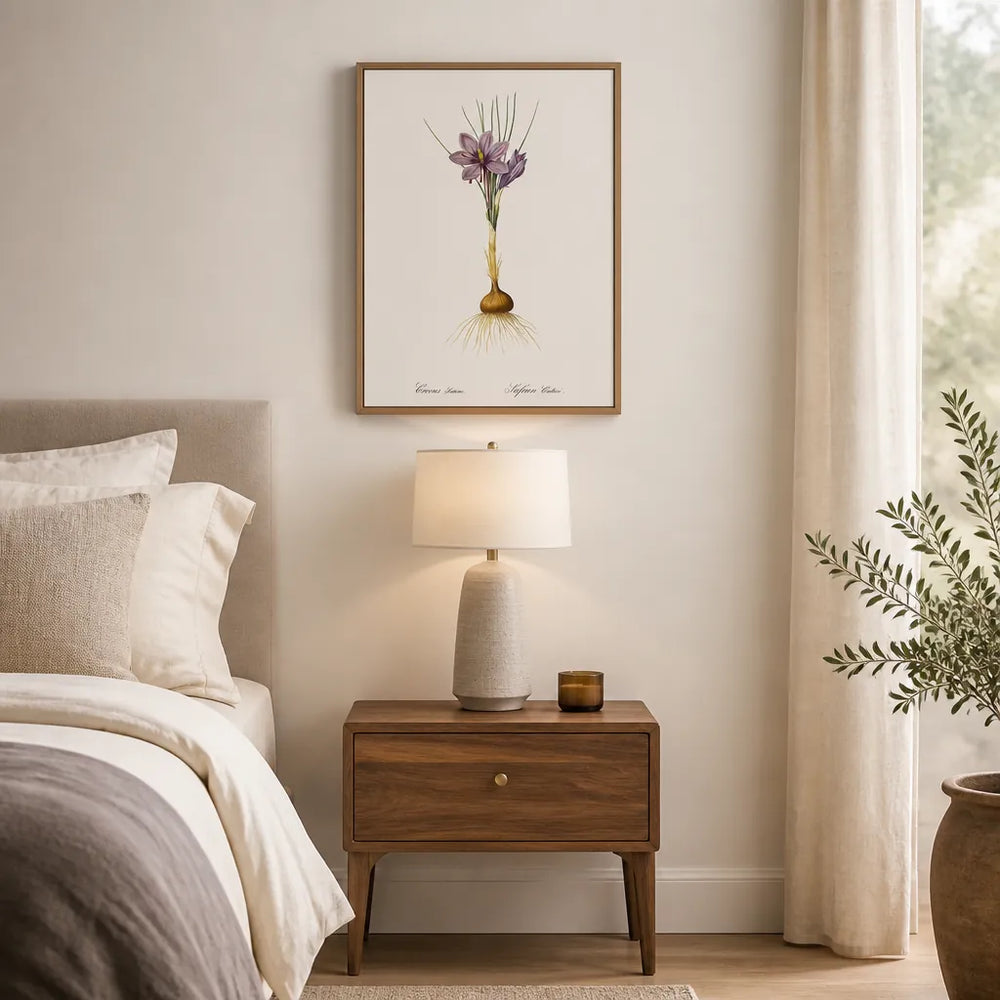 Room mockup featuring Crocus Sativus by Pierre-Joseph Redouté Art Print