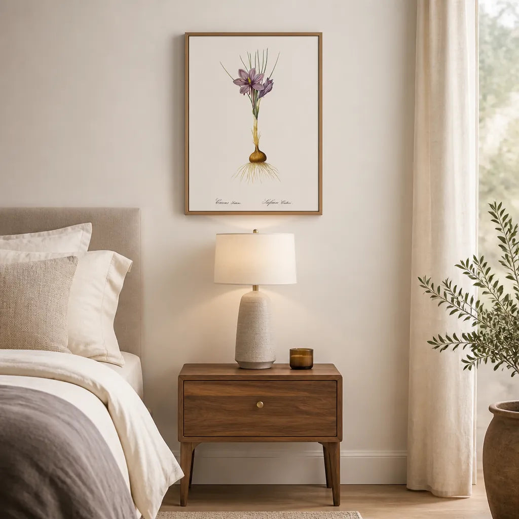 Room mockup featuring Crocus Sativus by Pierre-Joseph Redouté Art Print