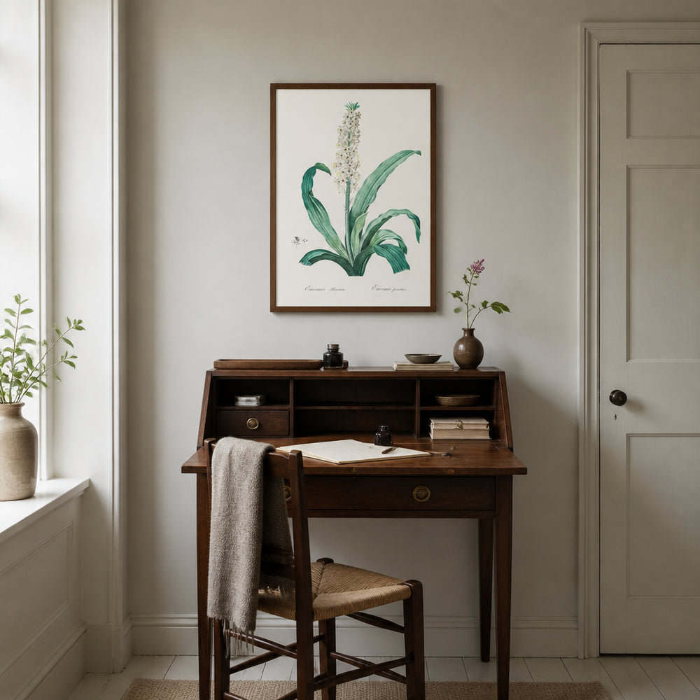 Room mockup featuring Eucomis punctata by Pierre-Joseph Redouté Art Print