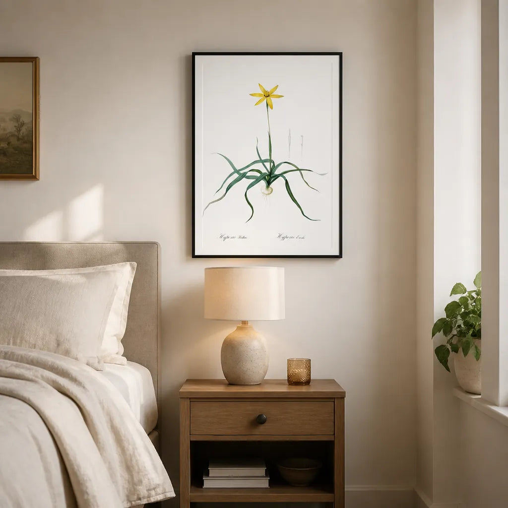 Room mockup featuring Hypoxis stellata by Pierre-Joseph Redouté Art Print