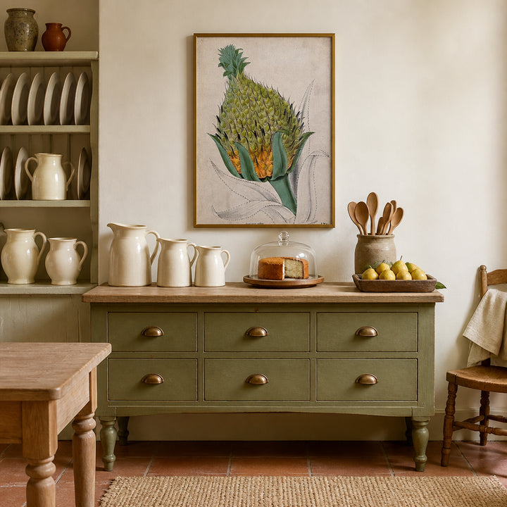 Room mockup featuring Pineapple by M. A. Burnett Art Print