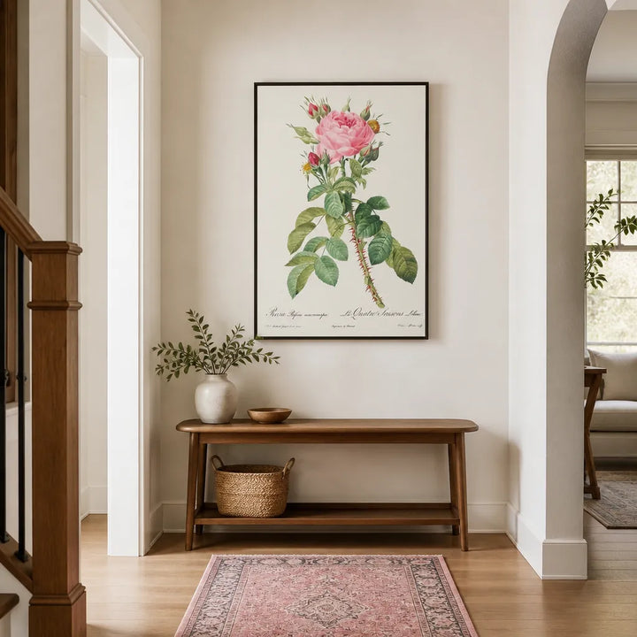 Room mockup featuring Lelieurs Four Seasons Rose by Pierre-Joseph Art Print