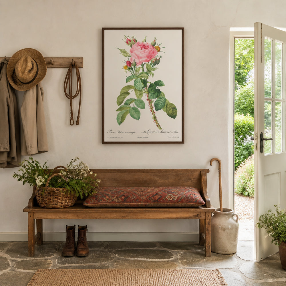 Room mockup featuring Lelieurs Four Seasons Rose by Pierre-Joseph Art Print