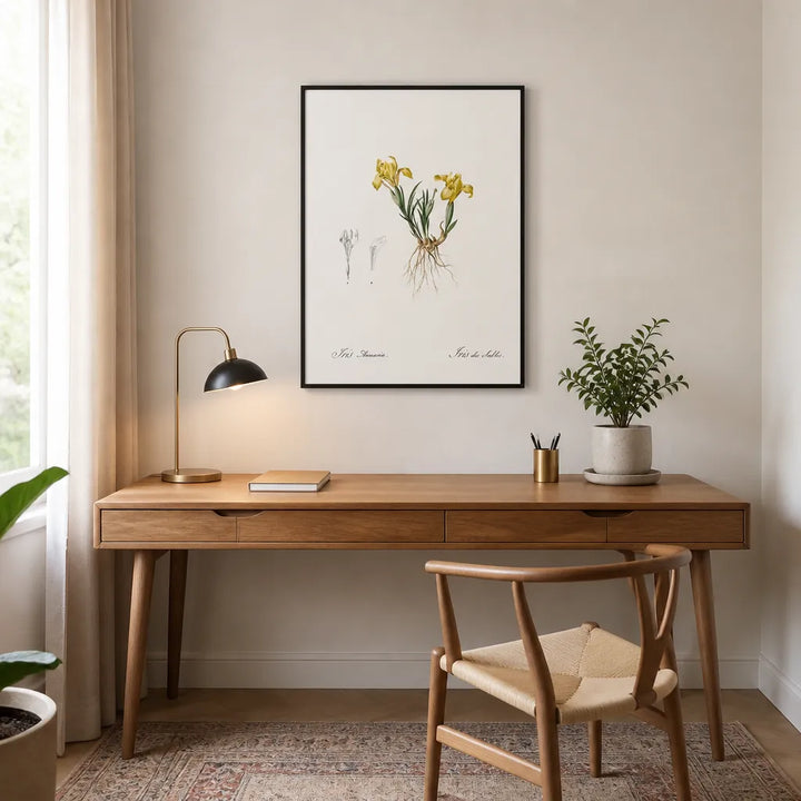 Room mockup featuring Sand Iris by Pierre Joseph Redouté Art Print