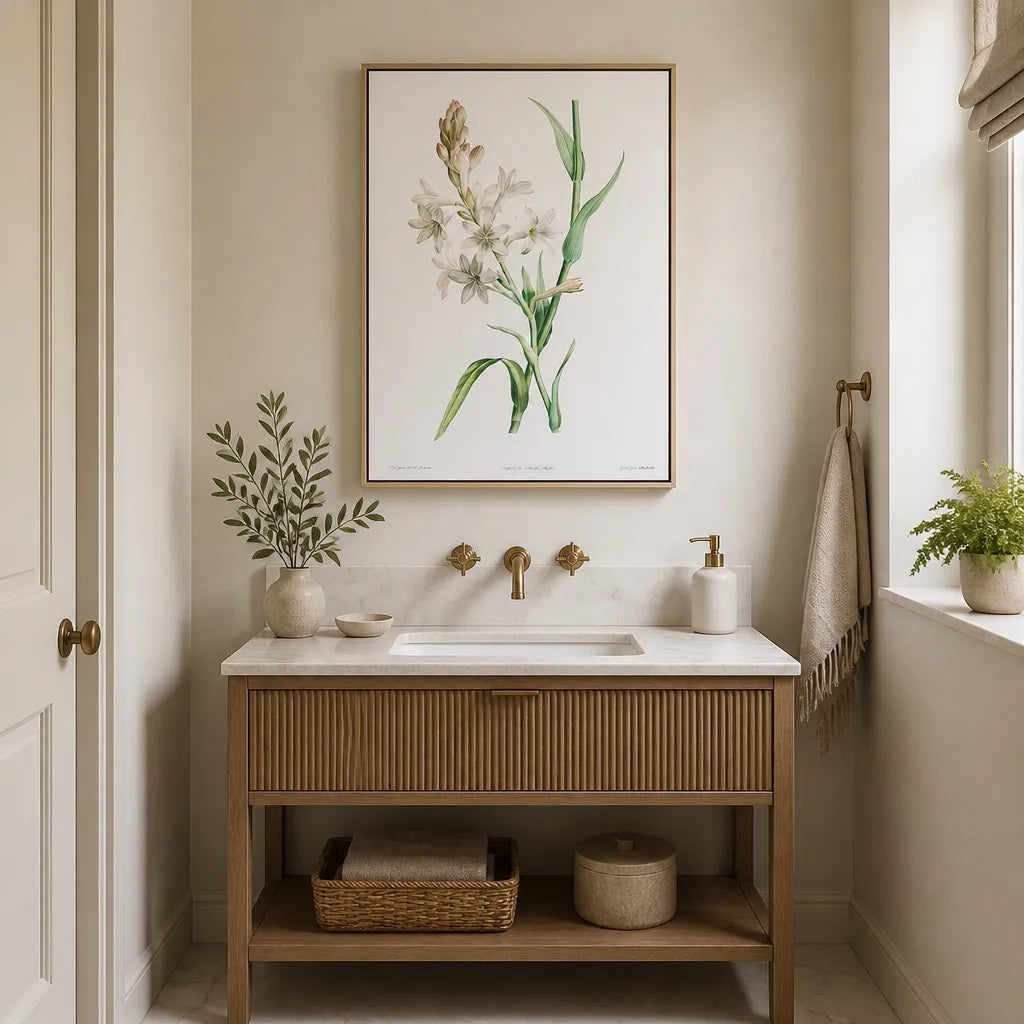 Room mockup featuring Tuberose by Pierre-Joseph Redouté Art Print