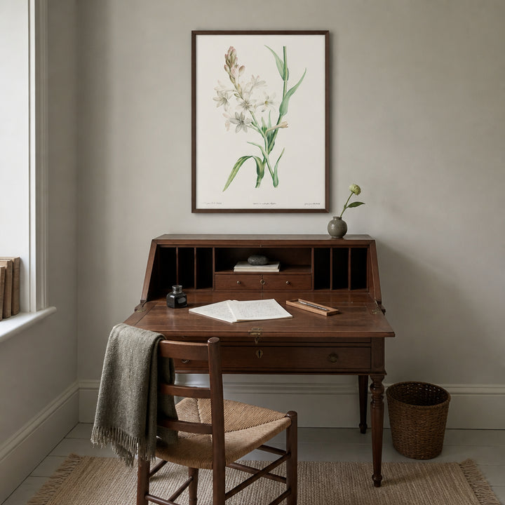 Room mockup featuring Tuberose by Pierre-Joseph Redouté Art Print
