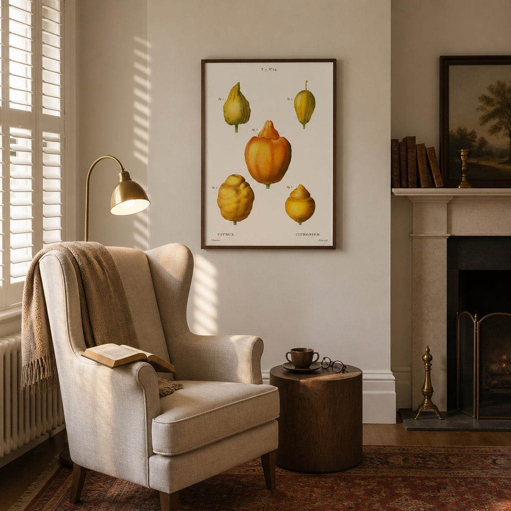 Room mockup featuring Various Shapes of Citrus Art Print