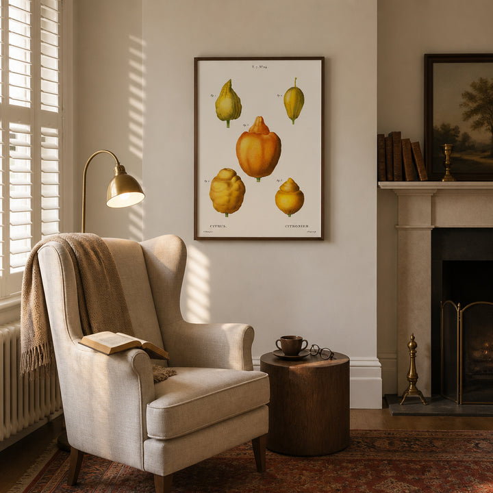 Room mockup featuring Various Shapes of Citrus Art Print