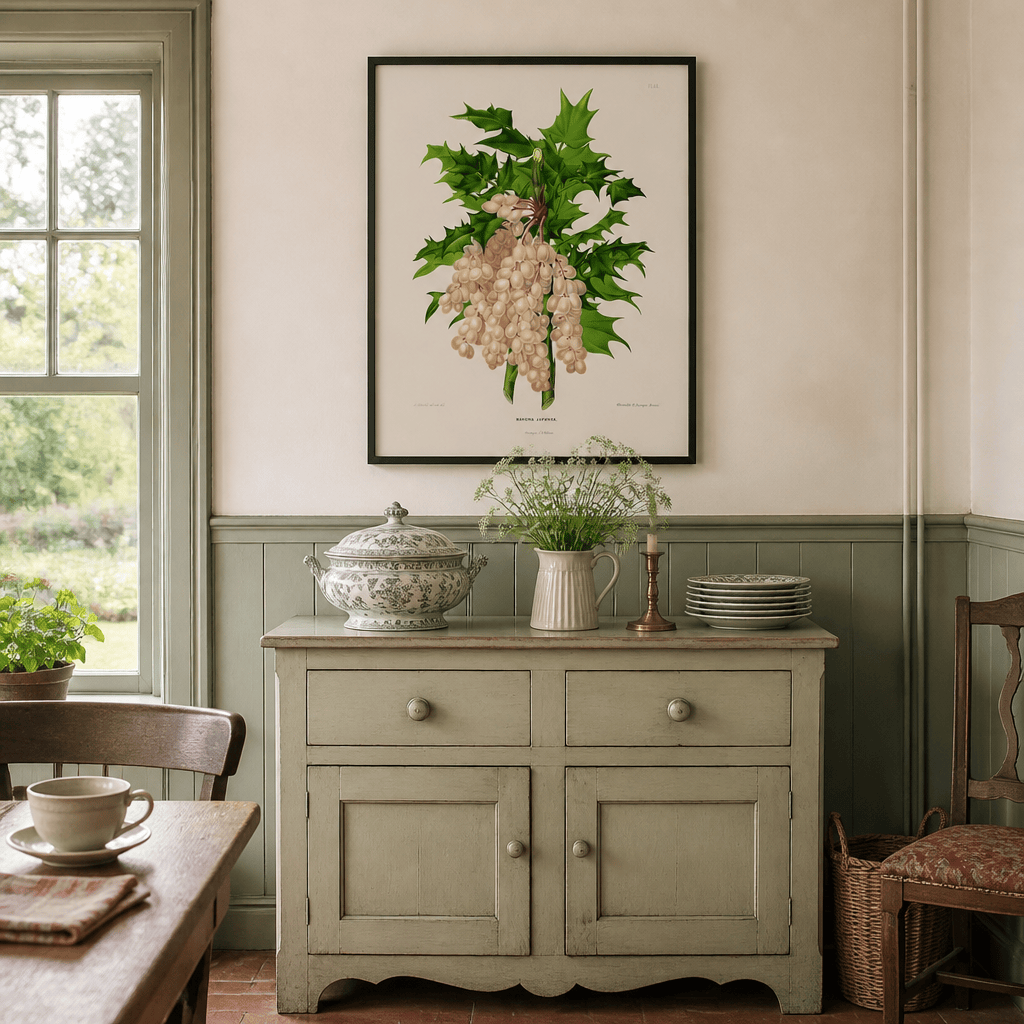 Room mockup featuring Mahonia Japonica by Abraham Jacobus Wendel Art Print