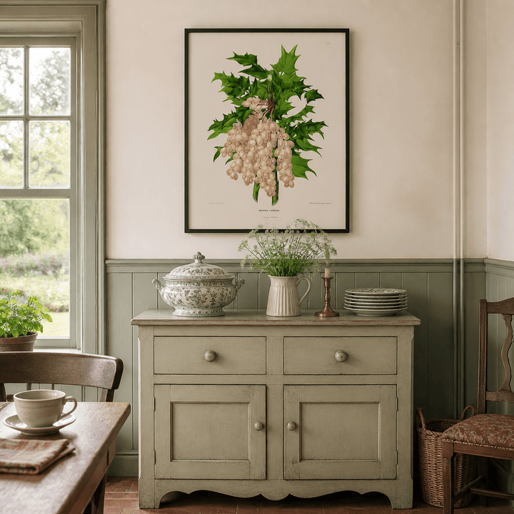 Room mockup featuring Mahonia Japonica by Abraham Jacobus Wendel Art Print