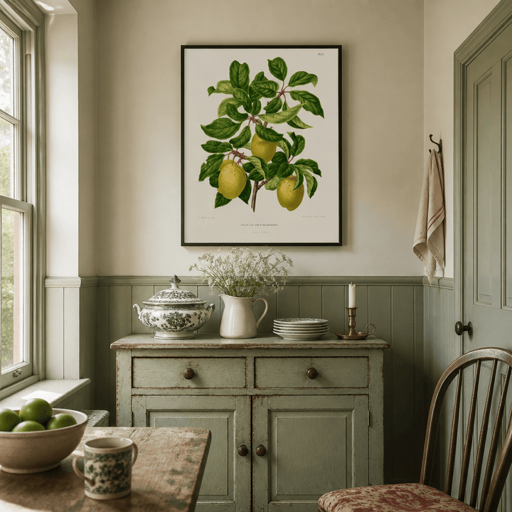 Room mockup featuring Pruim Var Coes Goldendrop by Abraham Jacobus Wendel Art Print