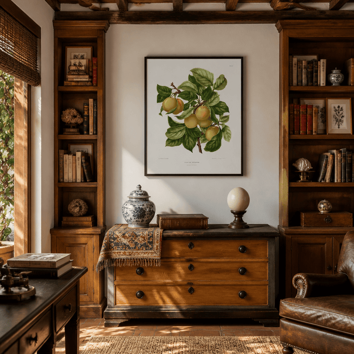 Room mockup featuring Pruim Var. Jefferson by Abraham Jacobus Wendel Art Print