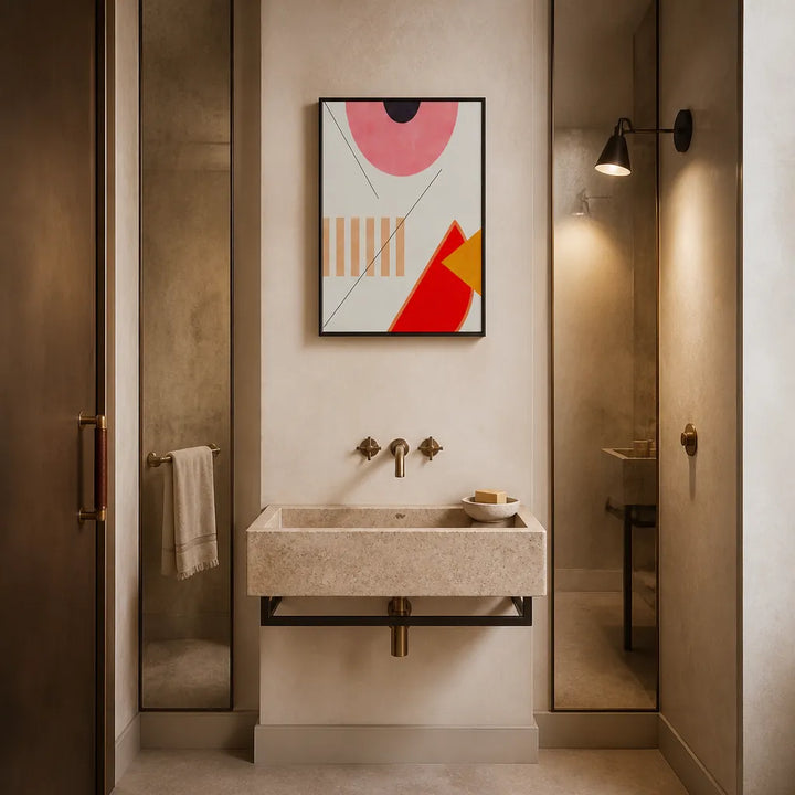 Room mockup featuring Geometric Harmony Burst Art Print
