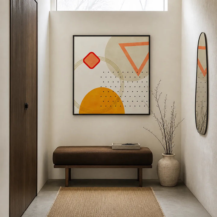 Room mockup featuring Bauhaus Geometric Harmony Art Print