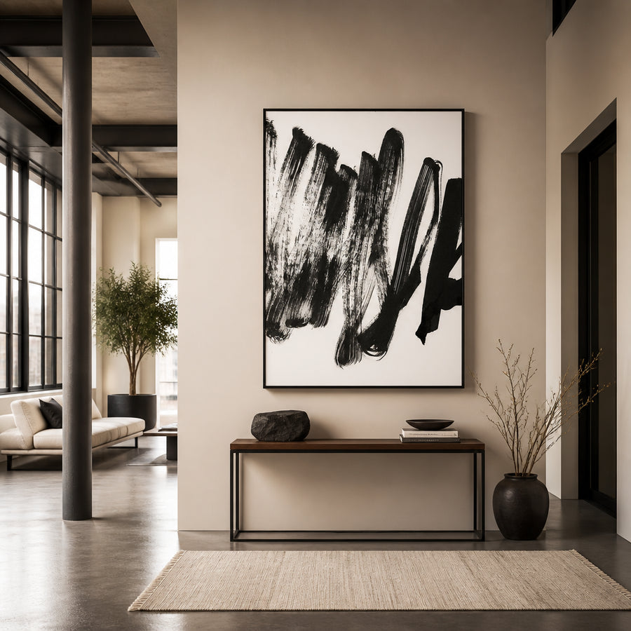 Abstract Brush Strokes Art Print in a room setting