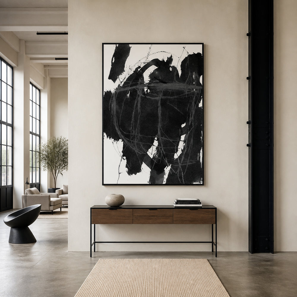 Room mockup featuring Abstract Black Lines Art Print