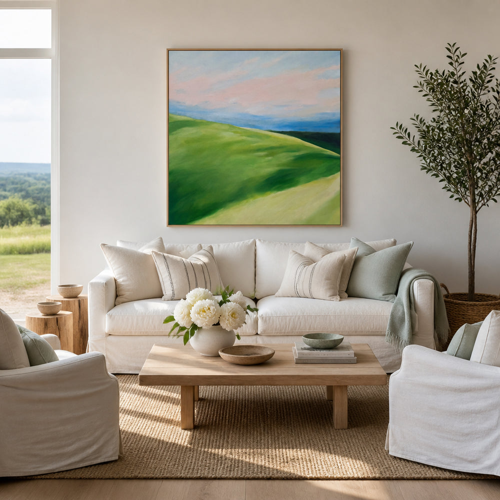 Room mockup featuring Rolling Green Hills Art Print