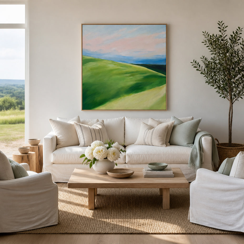Room mockup featuring Rolling Green Hills Art Print
