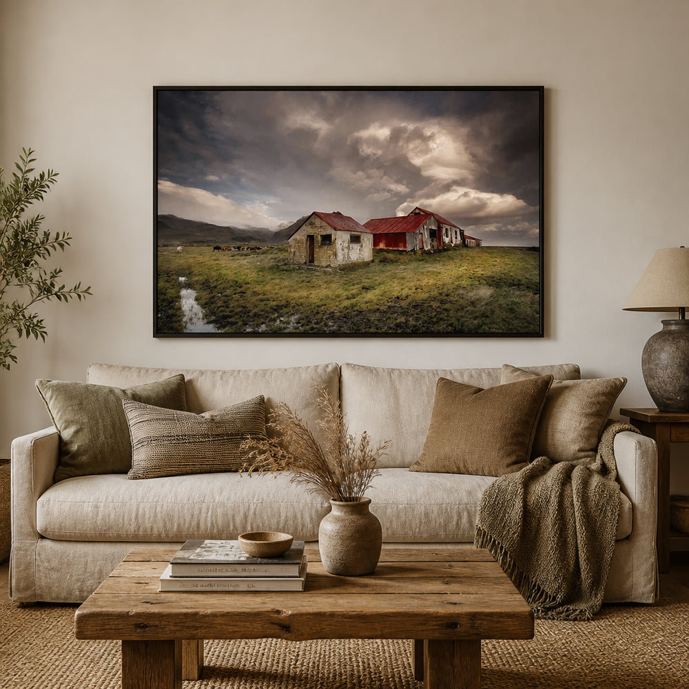 Room mockup featuring Björnskot Abandoned Homestead Photo Print