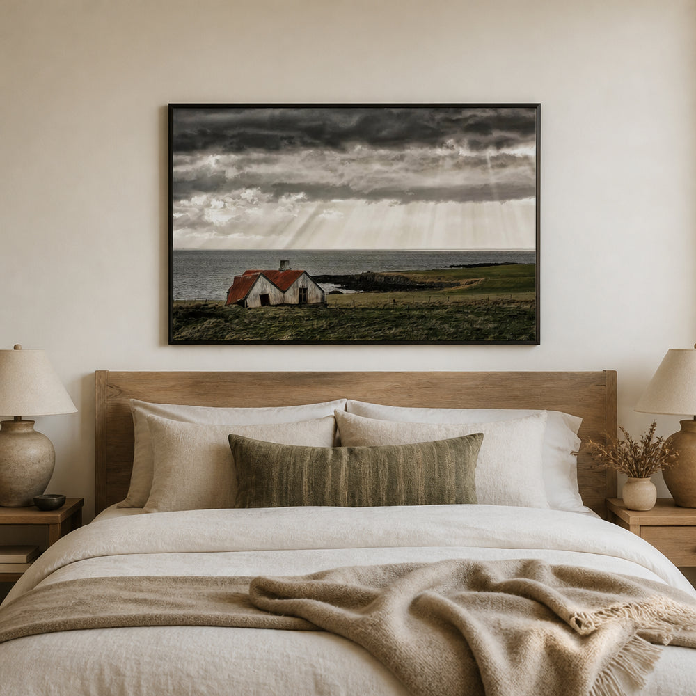 Room mockup featuring Sunbeams On Cottage Photo Print