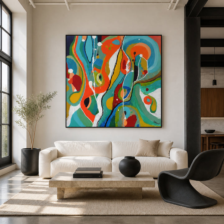 Room mockup featuring Le Versant Flowing Colors Art Print