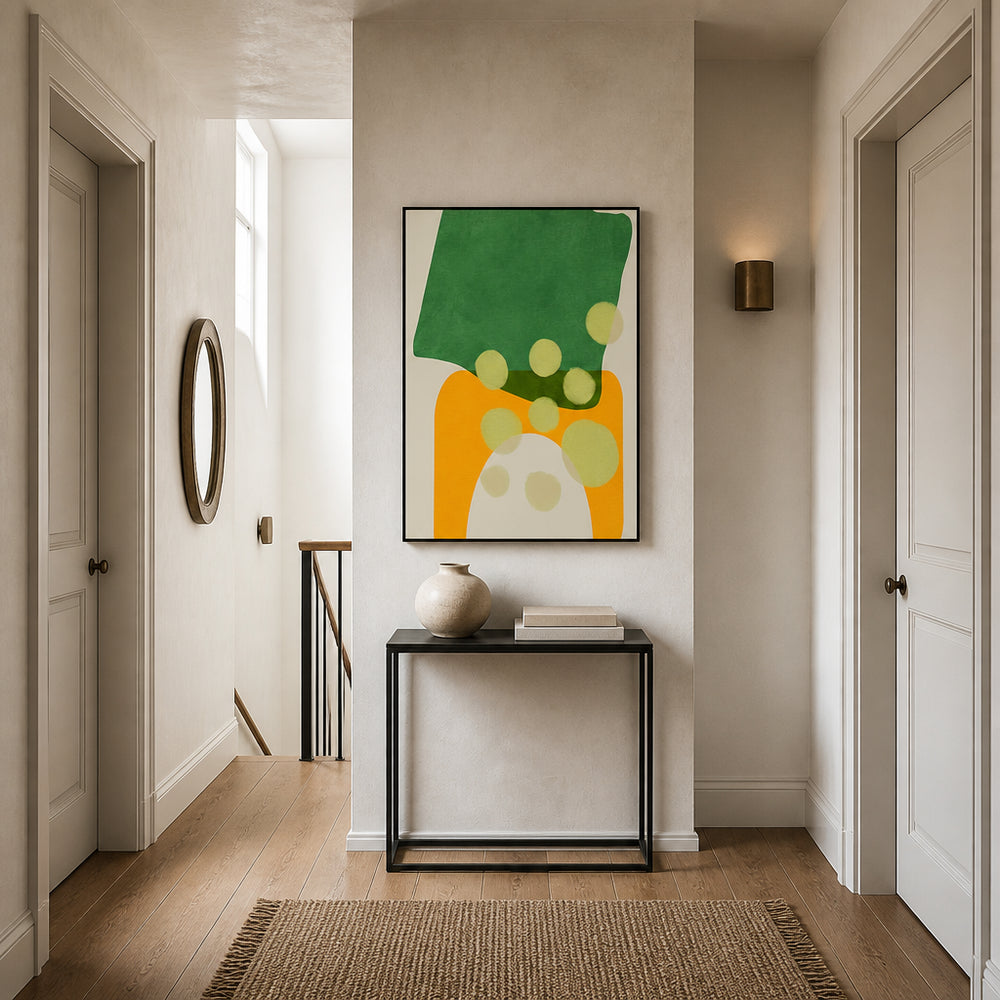 Room mockup featuring Floating Dots Harmony Art Print