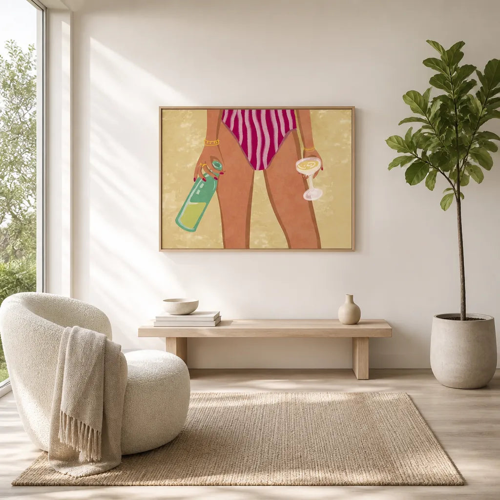Room mockup featuring Beachside Wine Retreat Art Print