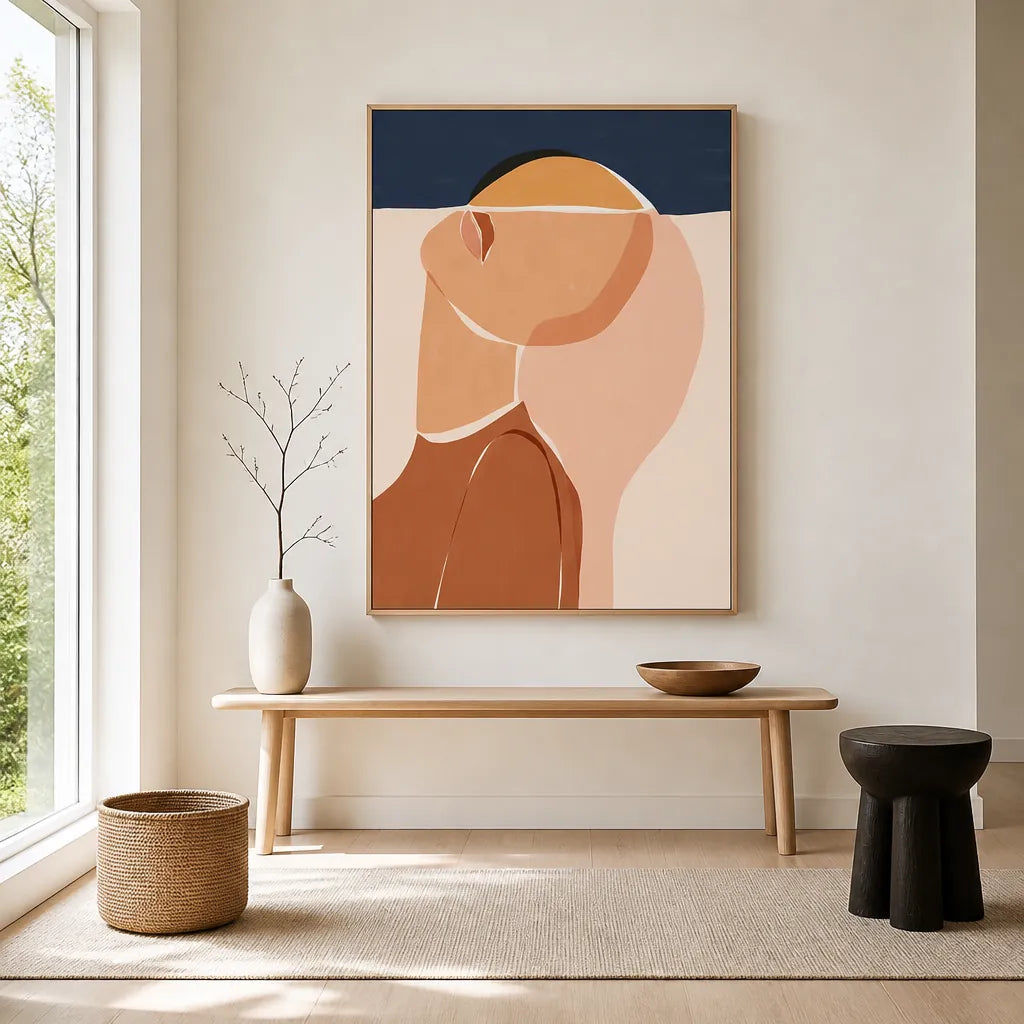 Room mockup featuring Contemplative Sun Gaze Art Print