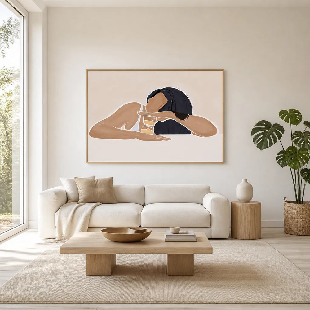 Room mockup featuring Contemplative Hourglass Moments Art Print