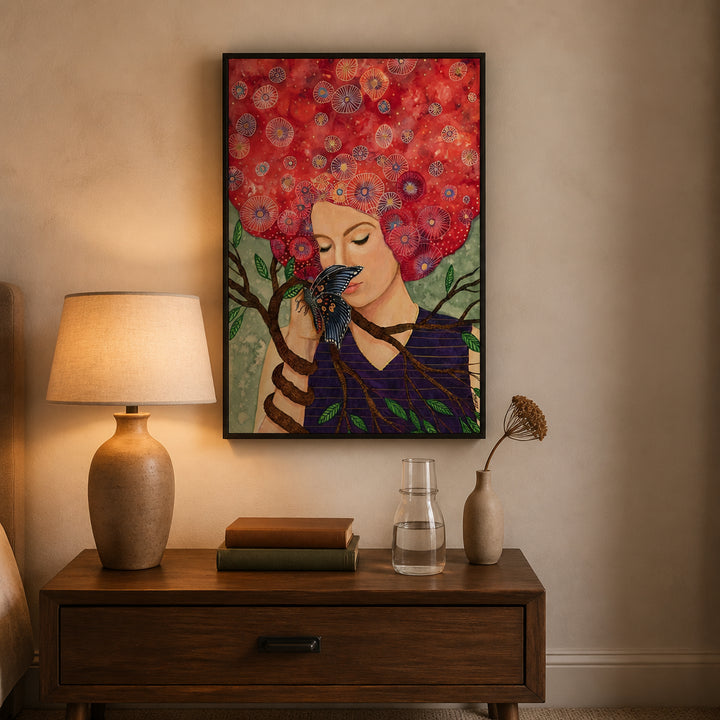 Room mockup featuring Butterfly Embrace Nature Art Print