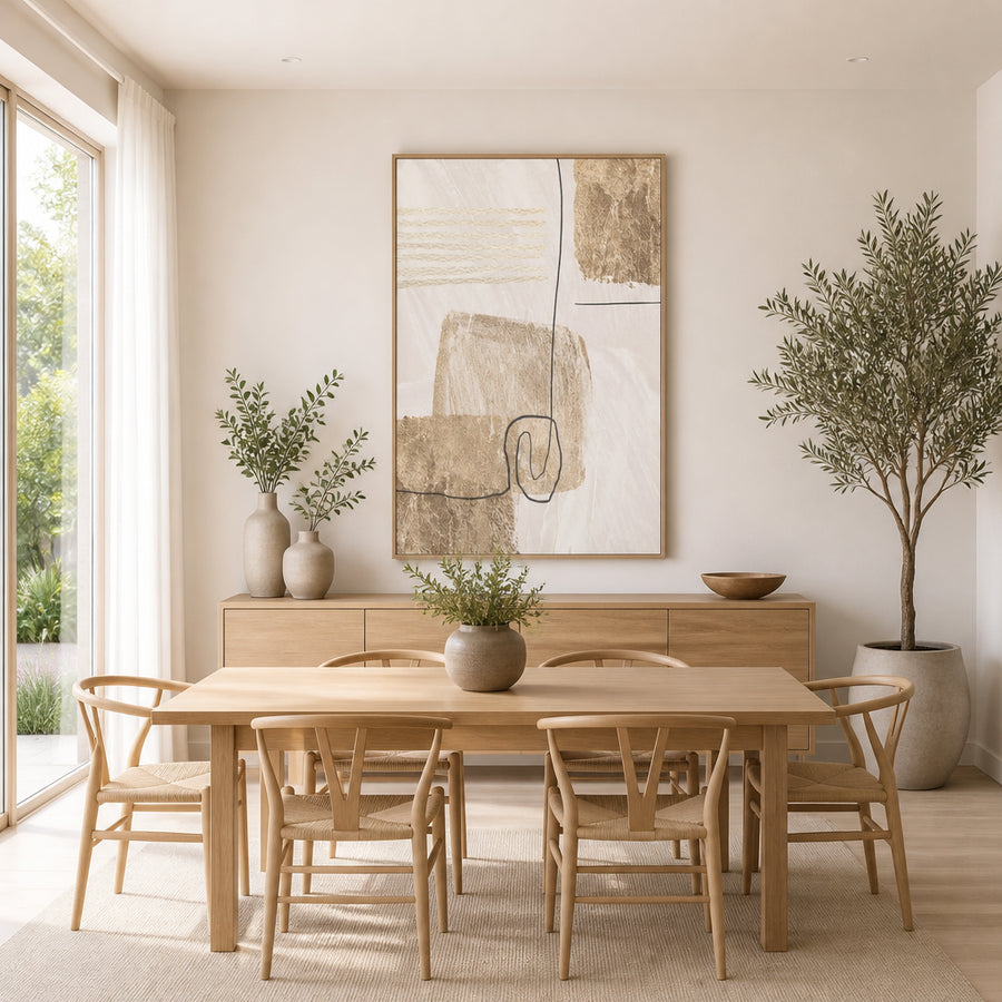 Golden Abstract Strokes Art Print in a room setting