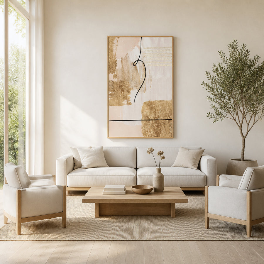Gold Abstract Harmony Art Print in a room setting