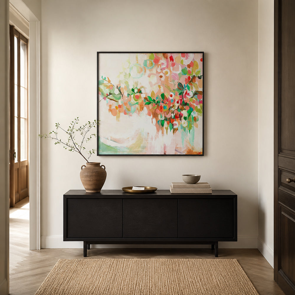 Room mockup featuring Blossom Breeze Brushstrokes Art Print