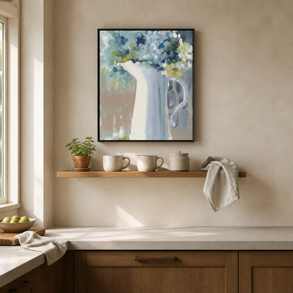 Room mockup featuring Blue Haven Bouquet Art Print