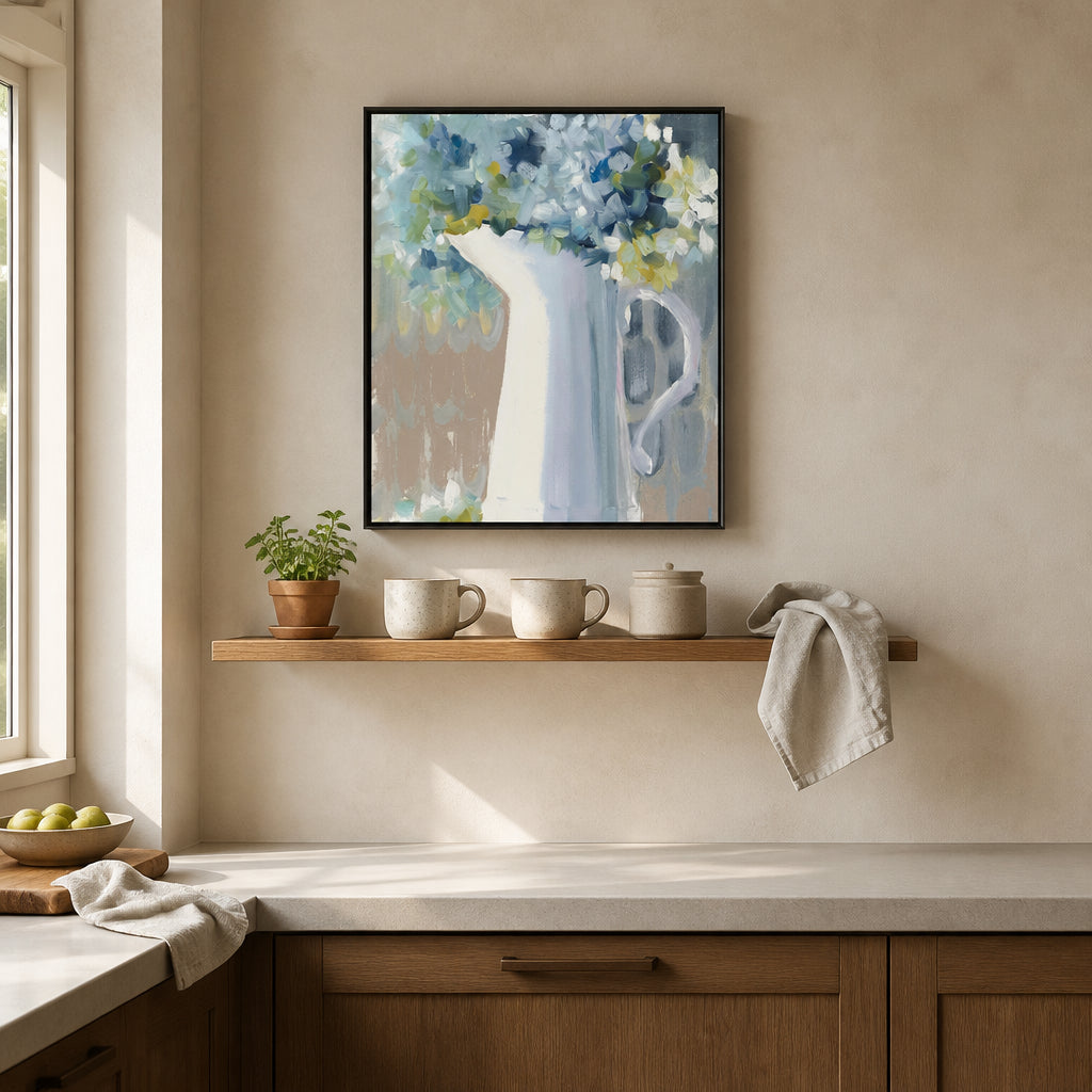 Room mockup featuring Blue Haven Bouquet Art Print