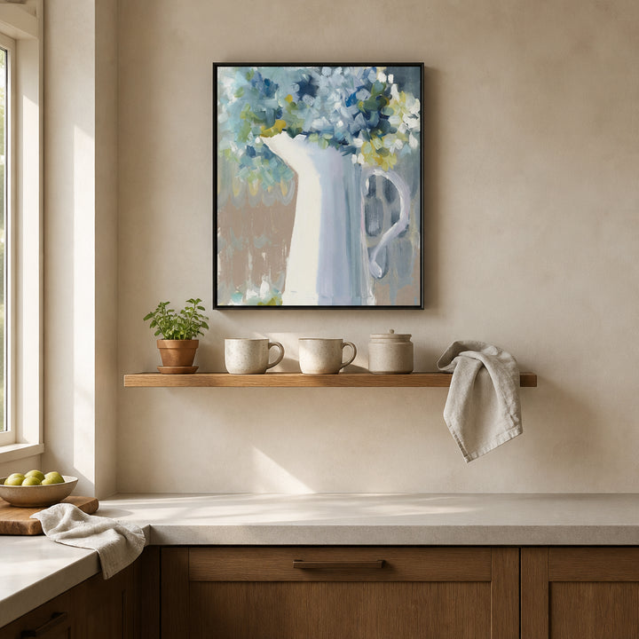 Room mockup featuring Blue Haven Bouquet Art Print