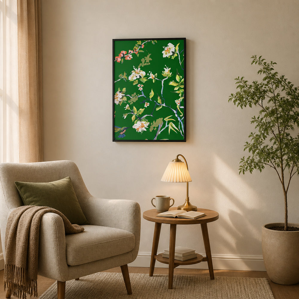 Room mockup featuring Blossom Vine Reflection Art Print