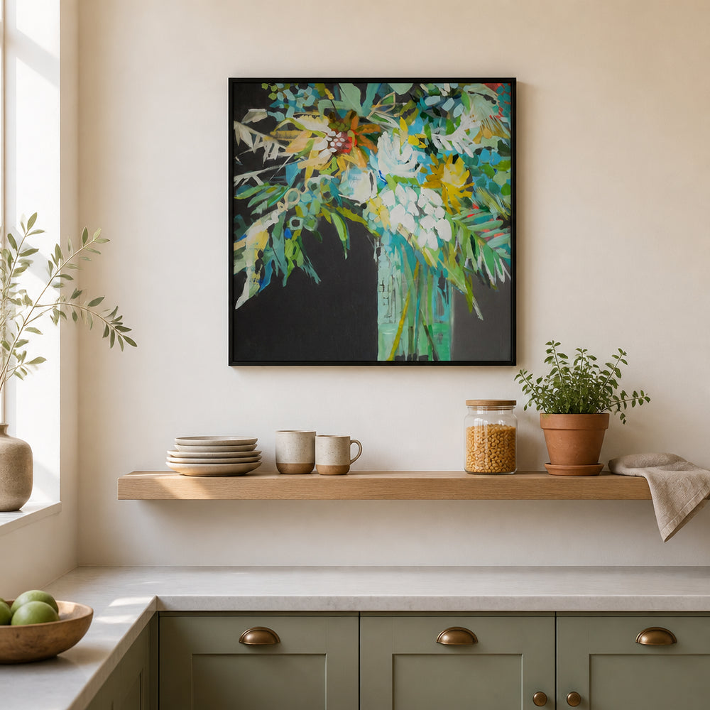 Room mockup featuring Heather's Floral Radiance Art Print
