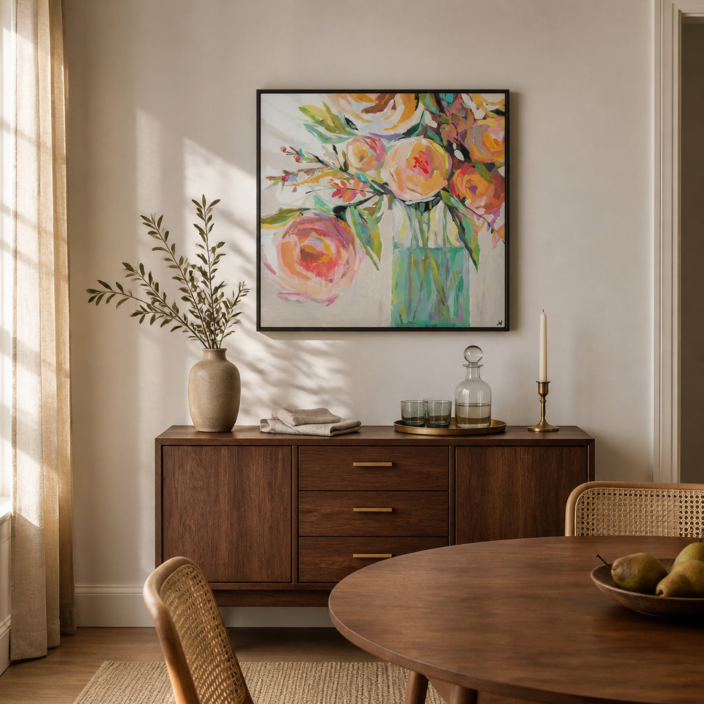 Room mockup featuring Kelly's Blossoming Bouquet Art Print