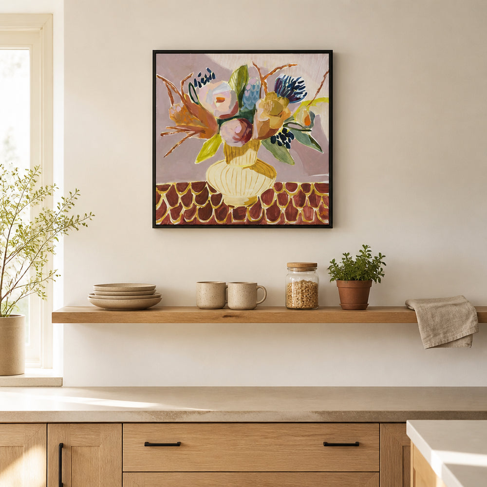 Room mockup featuring Mauve Bouquet Display Art Print