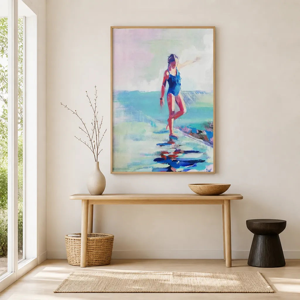 Room mockup featuring Delia Lagoon Walk Art Print
