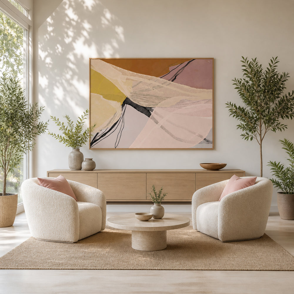 Room mockup featuring Floral Layers Flowing Art Print