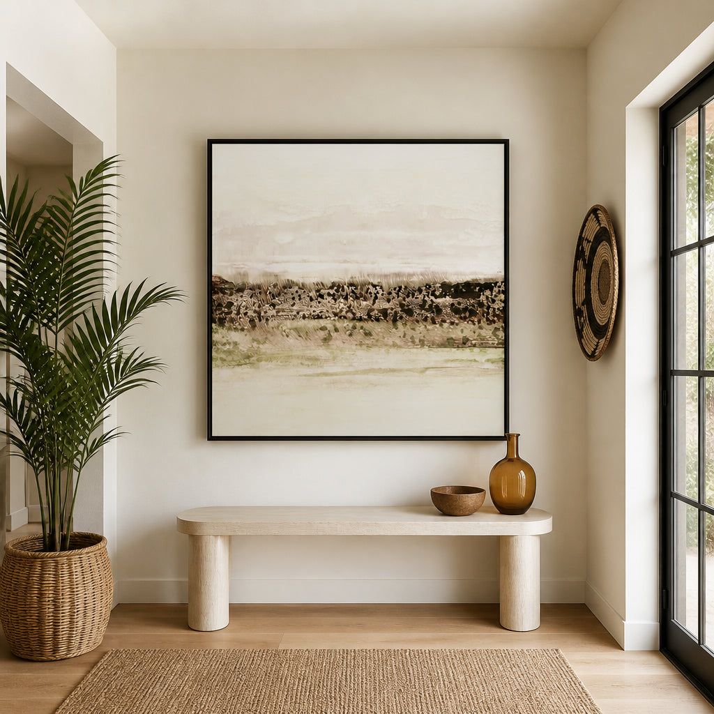 Room mockup featuring Earthy Tranquil Horizon Art Print