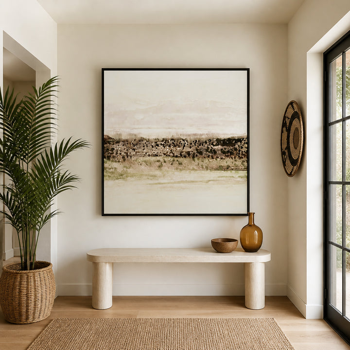 Room mockup featuring Earthy Tranquil Horizon Art Print