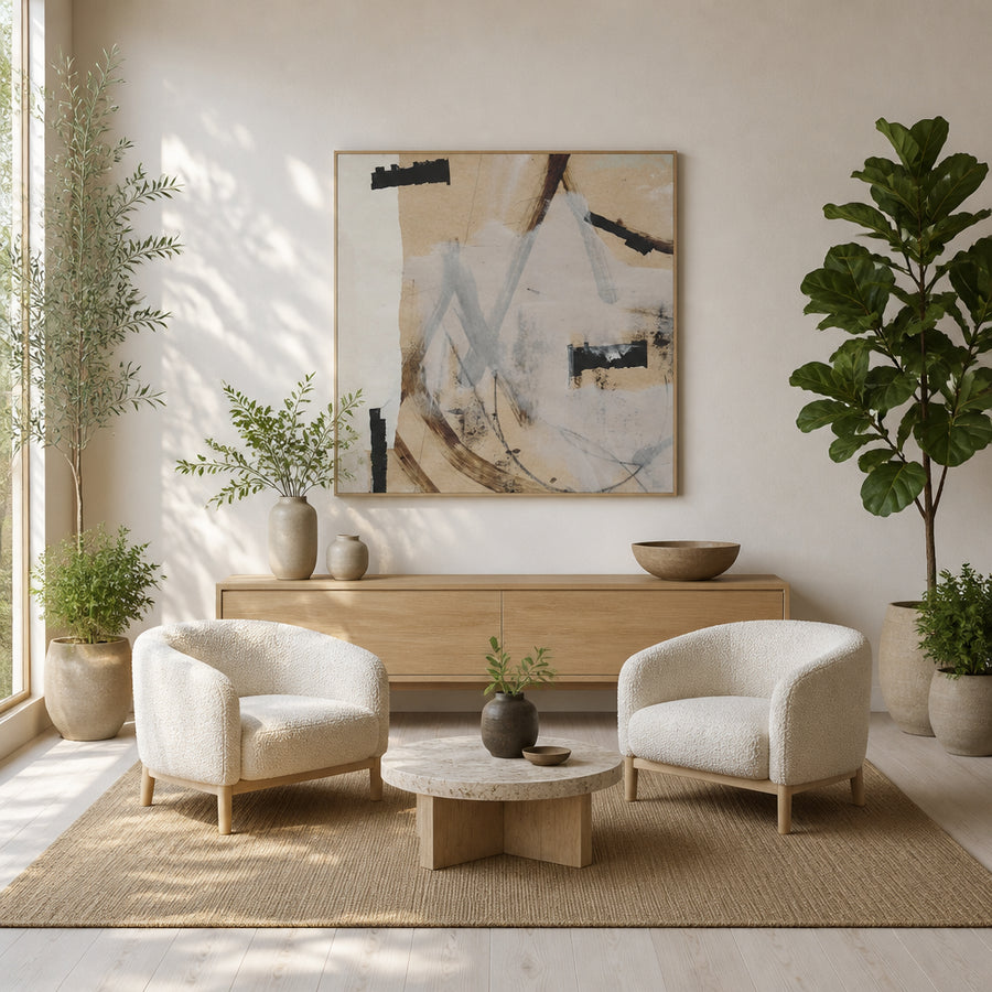 Abstract Reunion Brushstrokes Art Print in a room setting