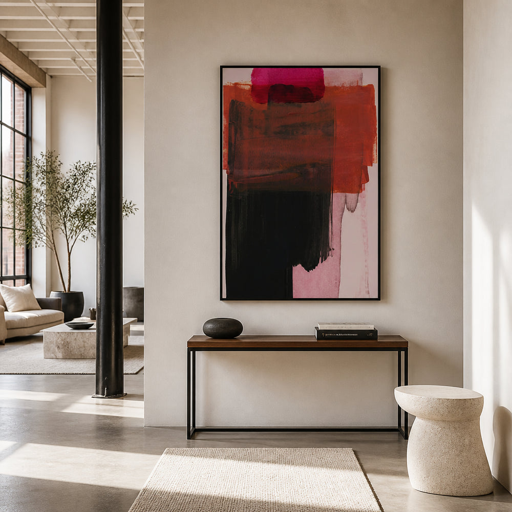 Room mockup featuring Bold Red Strokes Art Print