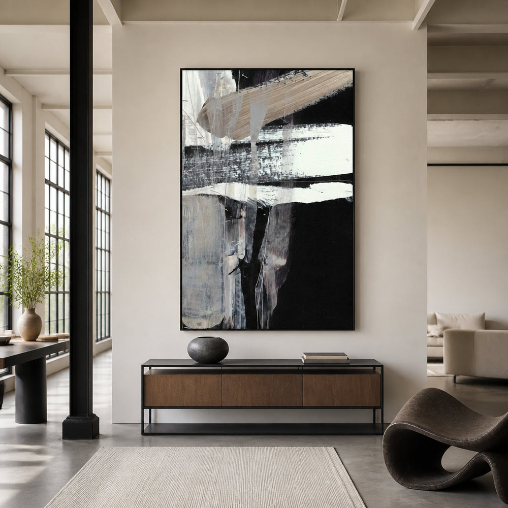 Room mockup featuring Abstract Strokes Falling Art Print