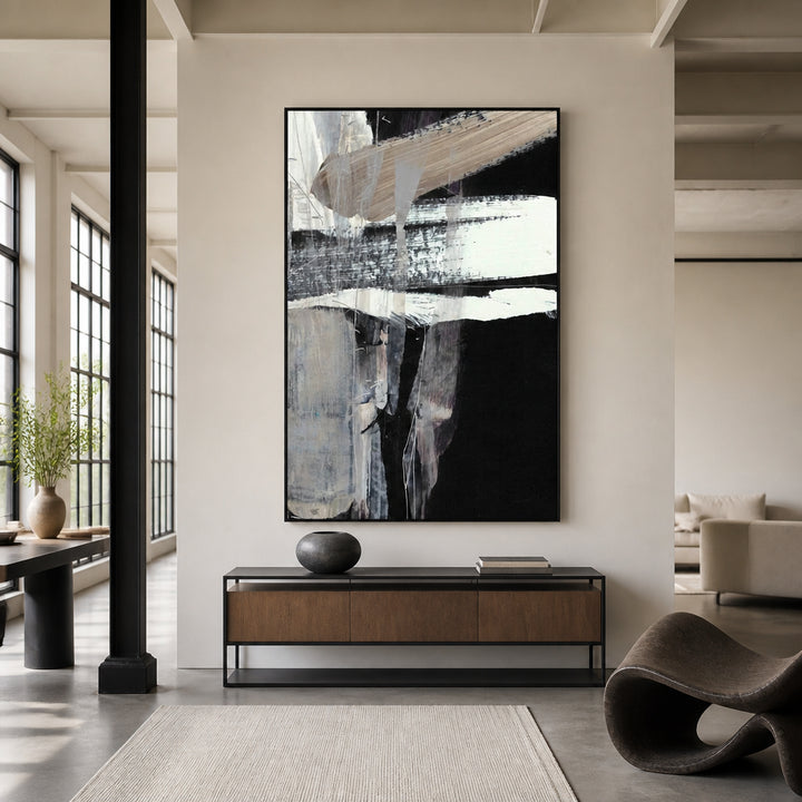 Room mockup featuring Abstract Strokes Falling Art Print