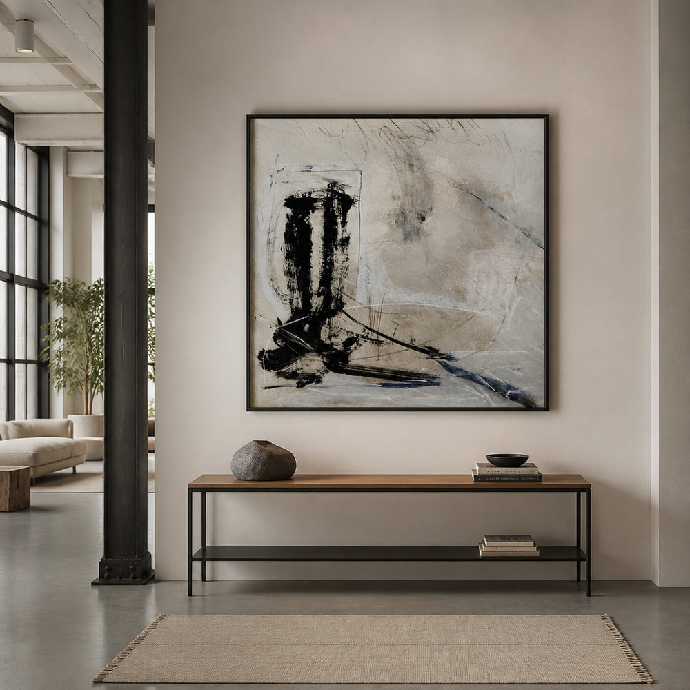 Room mockup featuring Abstract Writing Method Art Print